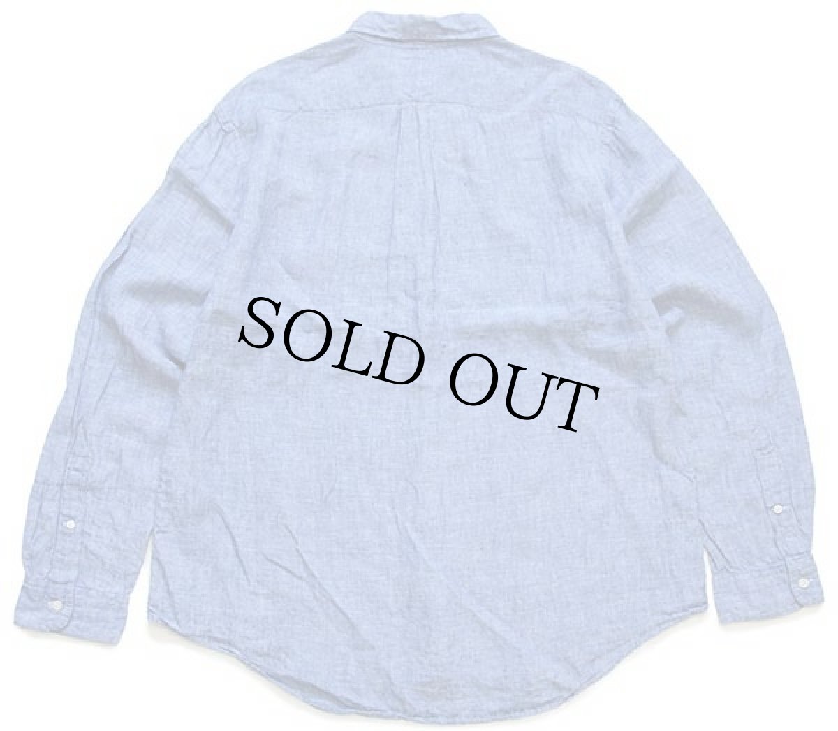 画像2: ラルフローレン ワンポイント ボタンダウン リネンシャツ ブルー XL (2)