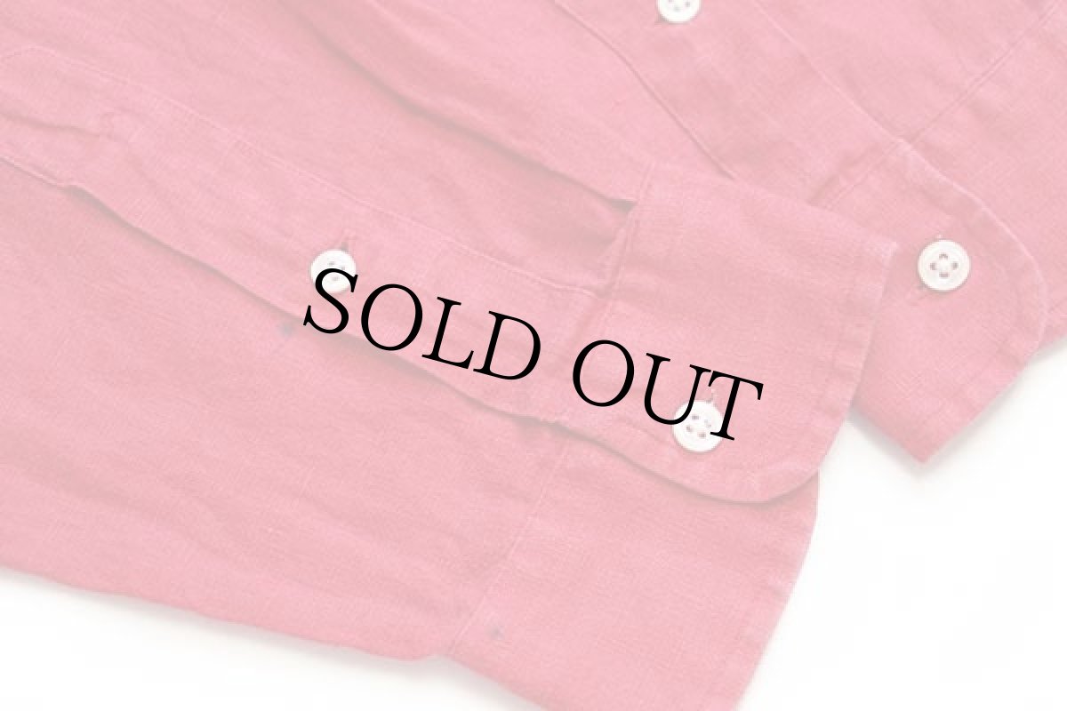 画像6: 90s ラルフローレン ワンポイント ボタンダウン リネンシャツ 赤 XL (6)