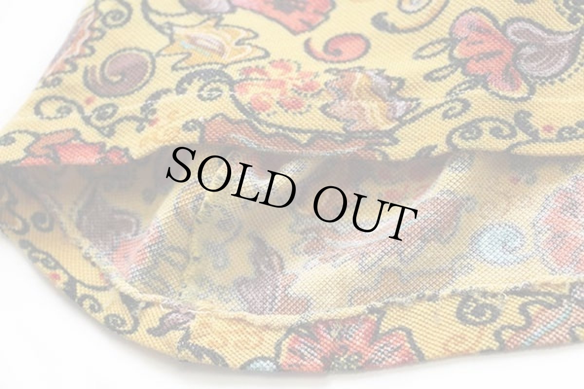 画像5: 80s UNKNOWN 花柄 総柄 ヘンリーネック ショート丈 コットン 鹿の子 Tシャツ マスタード (5)