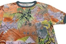 画像1: 80s American System アート オールオーバープリント リンガーTシャツ (1)