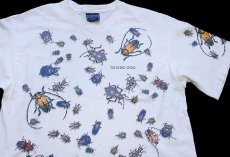 画像1: 90s USA製 TOLEDO ZOO 昆虫 アート コットンTシャツ 白 M (1)