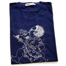 画像1: デッドストック★90s イタリア製 Forat Tshirt イラスト コットンTシャツ 紺★B (1)