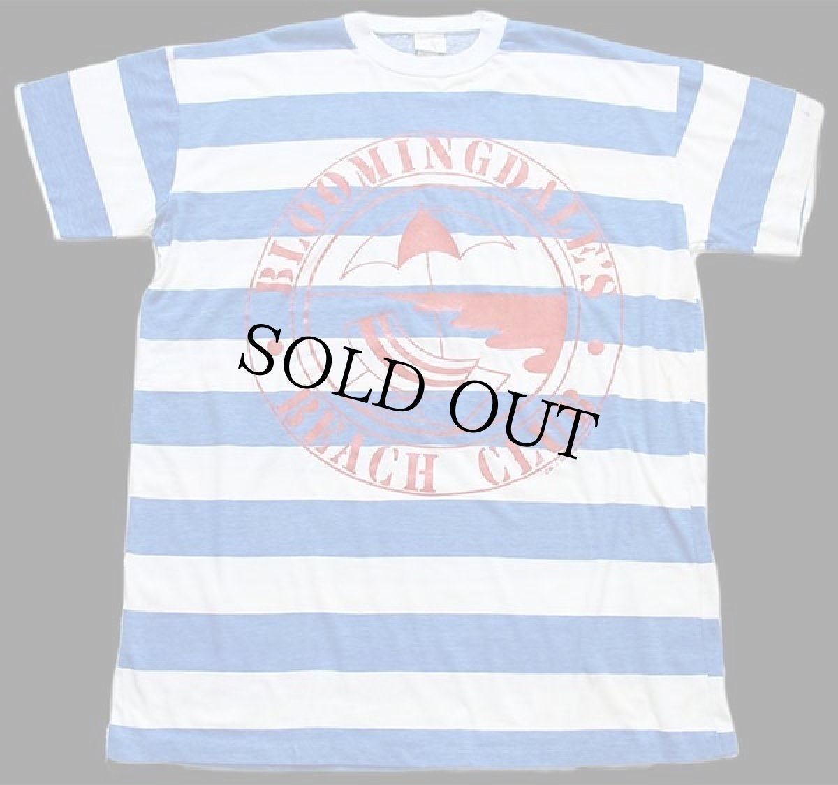 画像2: 90s USA製 BLOOMINGDALE'S BEACH CLUB 太ボーダー Tシャツ 青×アイボリー★特大 (2)
