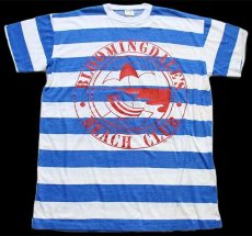 画像2: 90s USA製 BLOOMINGDALE'S BEACH CLUB 太ボーダー Tシャツ 青×アイボリー★特大 (2)
