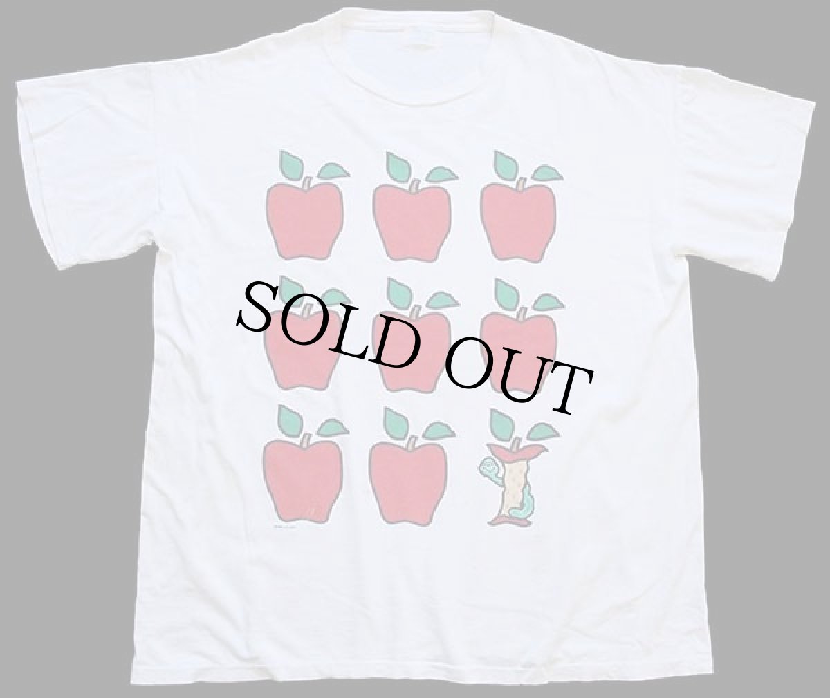 画像2: 90s USA製 Lollipop アップル イラスト コットンTシャツ 白 特大 (2)