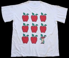 画像2: 90s USA製 Lollipop アップル イラスト コットンTシャツ 白 特大 (2)