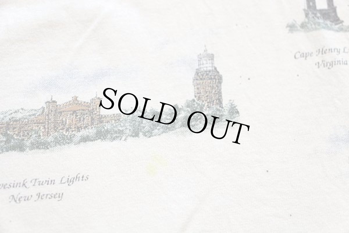 画像5: 00s 灯台 総柄 アート コットンTシャツ 白 L (5)