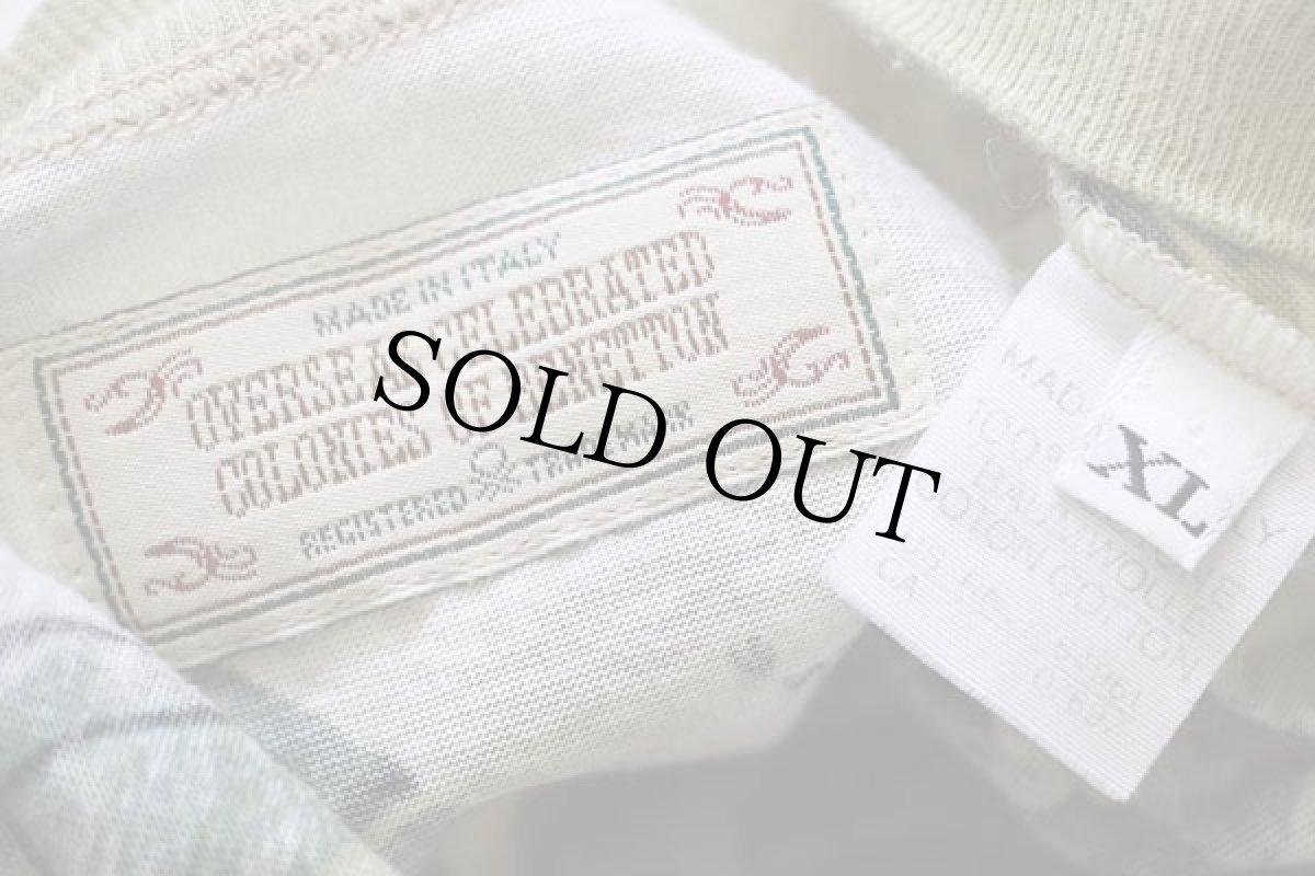 画像4: 90s イタリア製 BENETTONベネトン マップ×ボタニカル柄 オールオーバープリント ショート丈 コットンTシャツ XL (4)