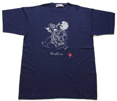 画像2: デッドストック★90s イタリア製 Forat Tshirt イラスト コットンTシャツ 紺★B (2)