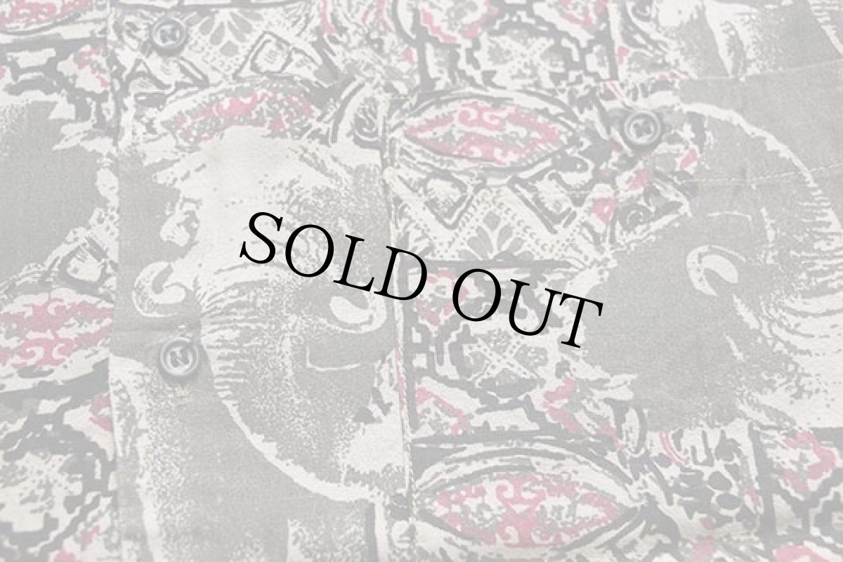 画像5: 80s THE BE BOP COMPANY エレファント 総柄 半袖 レーヨンシャツ L (5)