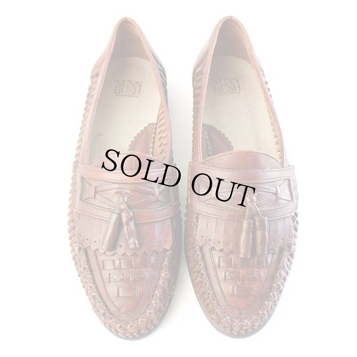 画像2: 90s ブラジル製 NUNN BUSH 編み込み タッセルローファー レザーシューズ 赤茶 9.5M★革靴 (2)