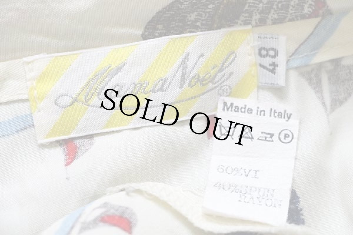 画像4: 80s イタリア製 MamaNoel マリン柄 スキッパーネック プルオーバー 半袖 レーヨン混 シャツ 48 (4)