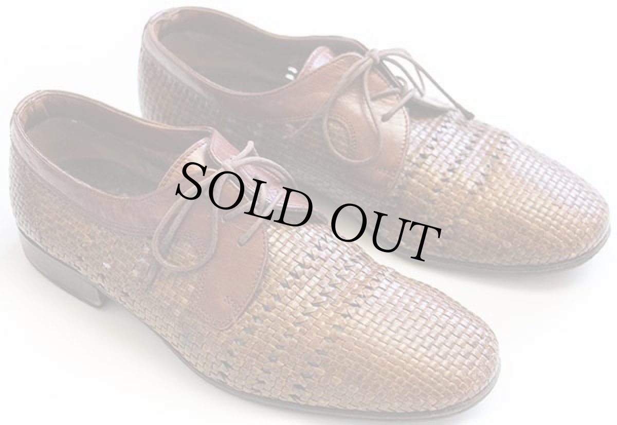 画像2: イタリア製 REGARD 編み込み レザーシューズ 茶 40 (2)