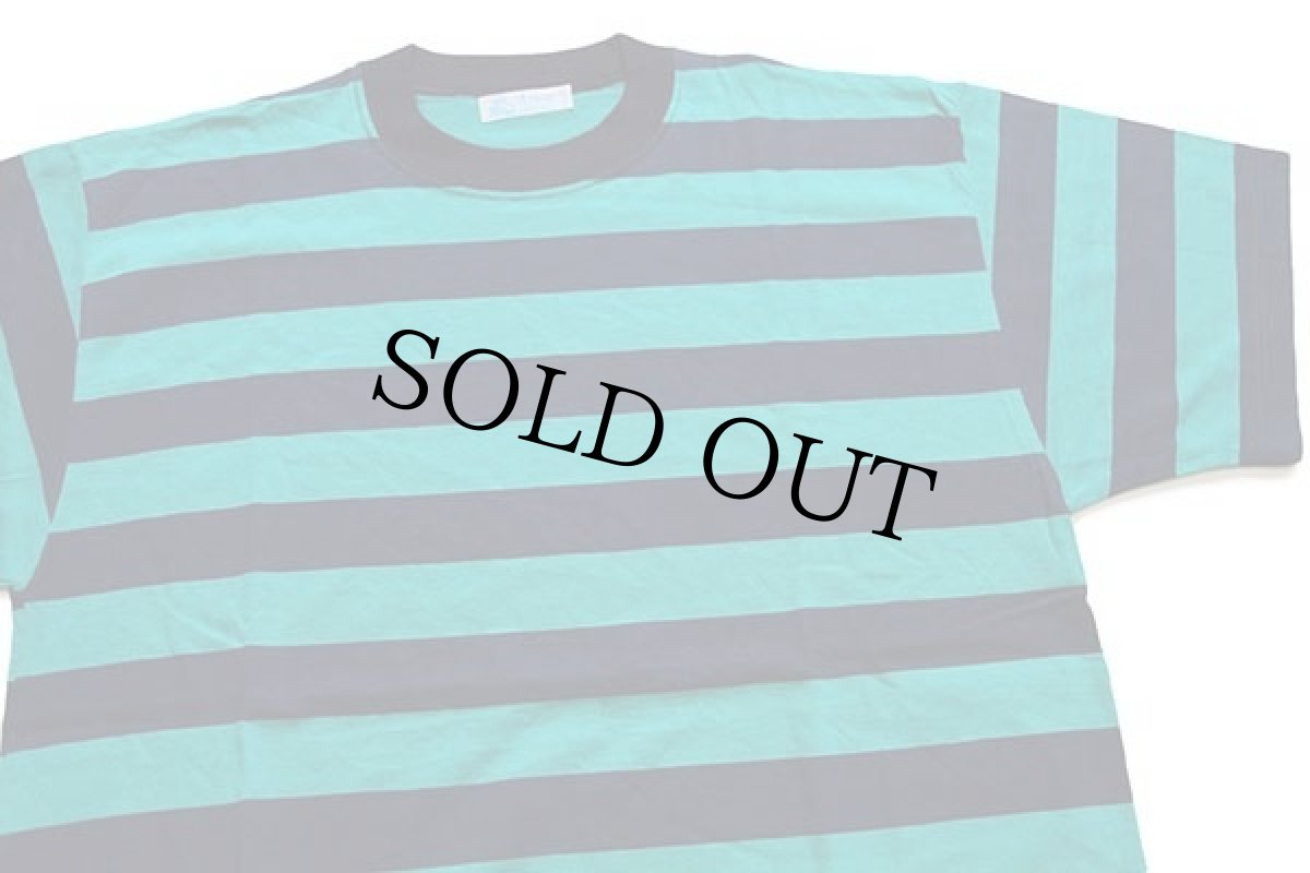 画像4: デッドストック★90s イタリア製 Ariete diffusion 太ボーダー コットンTシャツ 紺×緑 48 (4)