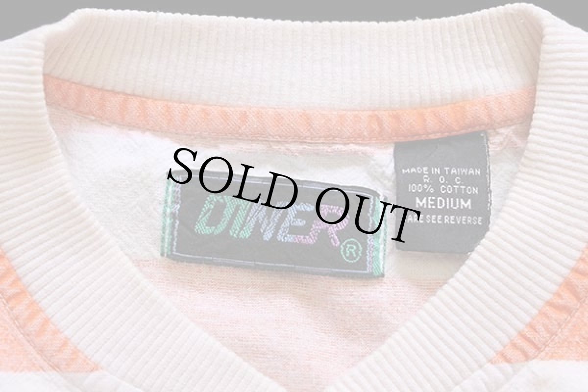 画像4: 80s DINER 太ボーダー ヘンリーネック コットン カットソー 薄オレンジ×ナチュラル M (4)