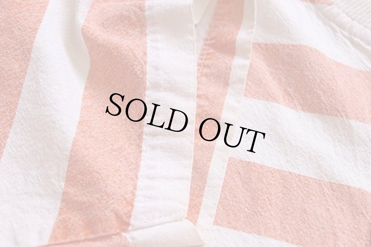 画像7: 80s DINER 太ボーダー ヘンリーネック コットン カットソー 薄オレンジ×ナチュラル M (7)