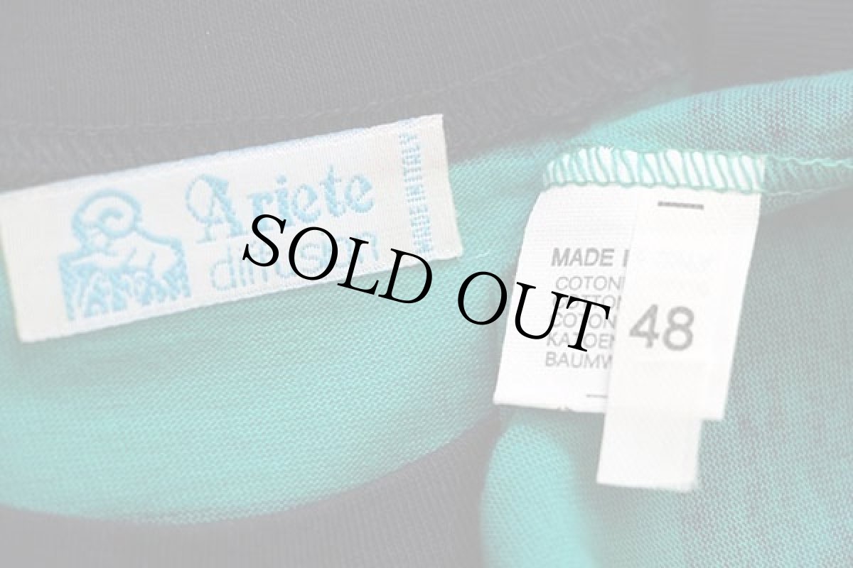 画像5: デッドストック★90s イタリア製 Ariete diffusion 太ボーダー コットンTシャツ 紺×緑 48 (5)