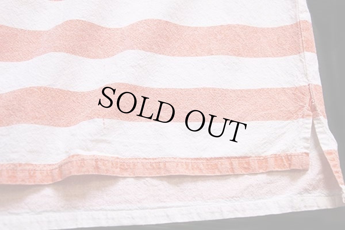 画像6: 80s DINER 太ボーダー ヘンリーネック コットン カットソー 薄オレンジ×ナチュラル M (6)