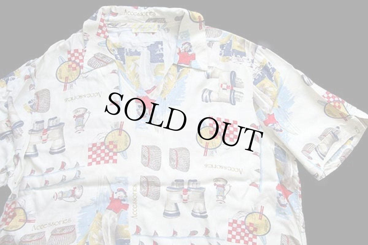 画像3: 80s イタリア製 MamaNoel マリン柄 スキッパーネック プルオーバー 半袖 レーヨン混 シャツ 48 (3)