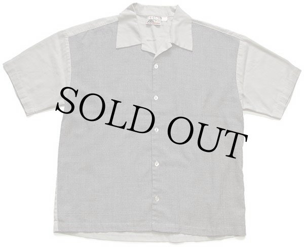 90s USA製 FLIP KAT 千鳥格子×無地 切り替え 半袖 オープン