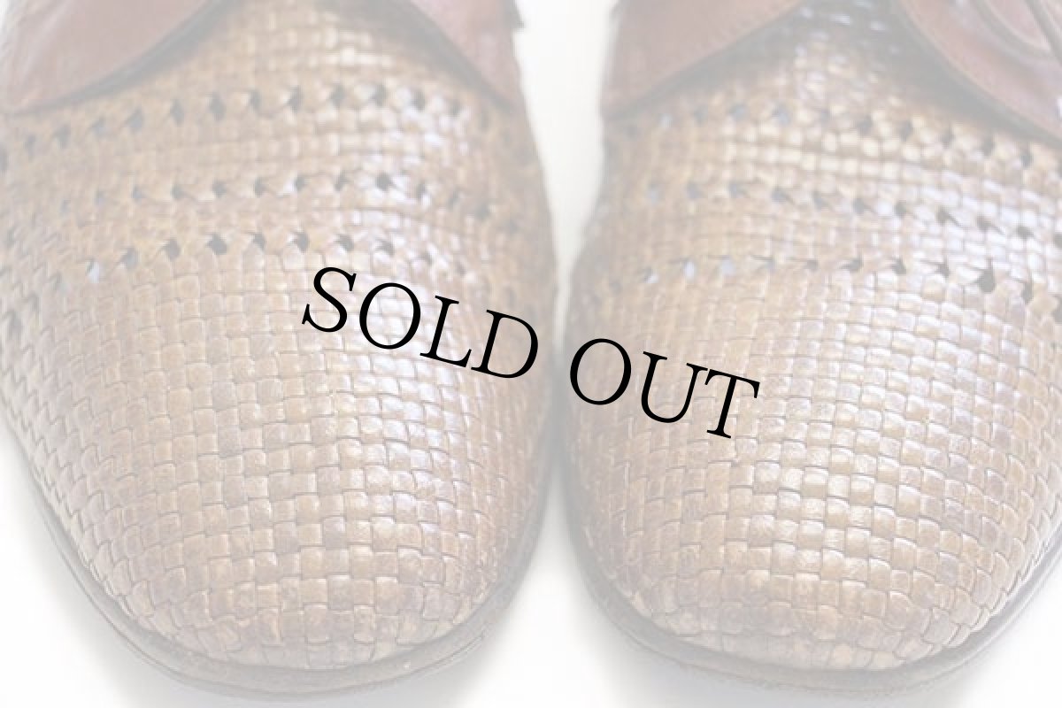 画像7: イタリア製 REGARD 編み込み レザーシューズ 茶 40 (7)