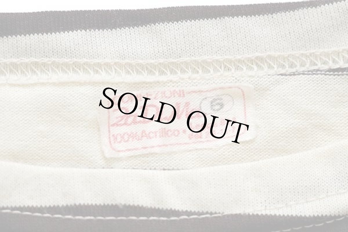 画像4: 70s La.Di.Ma. ボーダー ボートネック 半袖 アクリルTシャツ 焦げ茶×生成り 6 (4)