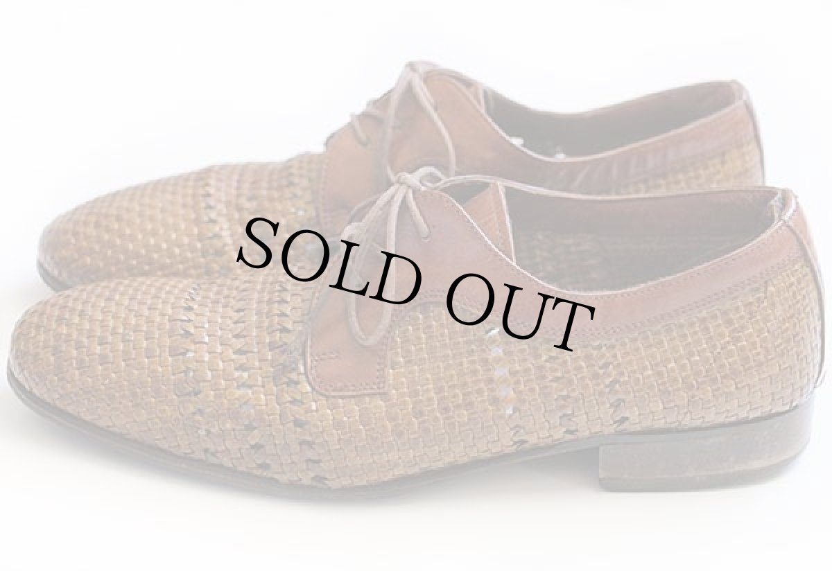 画像3: イタリア製 REGARD 編み込み レザーシューズ 茶 40 (3)