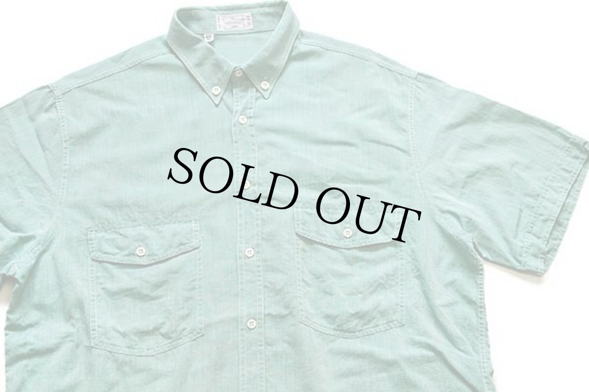 画像3: 80s イタリア製 valentino 無地 ボタンダウン 半袖シャツ 薄緑 15 (3)