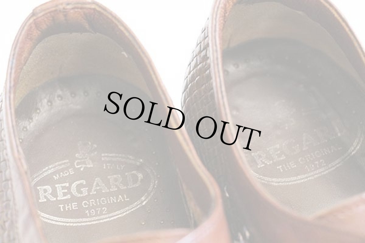 画像5: イタリア製 REGARD 編み込み レザーシューズ 茶 40 (5)