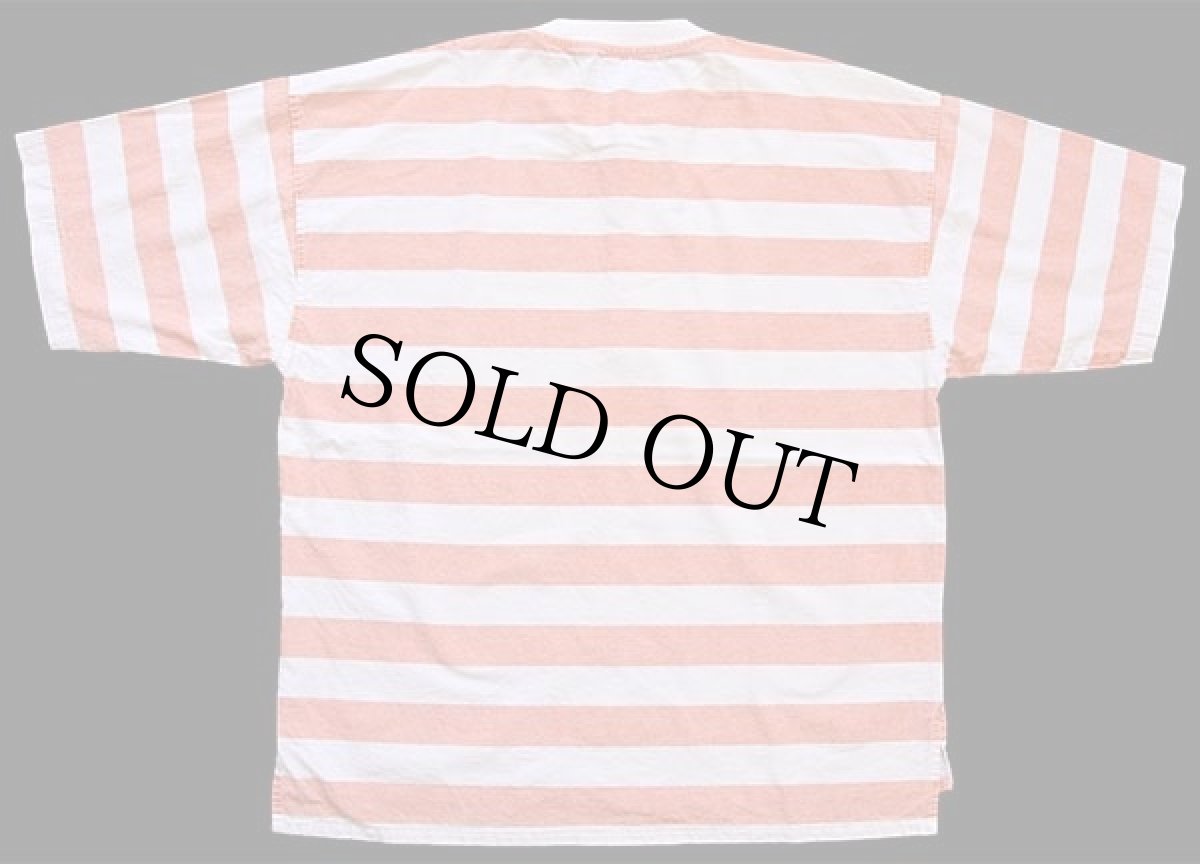 画像3: 80s DINER 太ボーダー ヘンリーネック コットン カットソー 薄オレンジ×ナチュラル M (3)