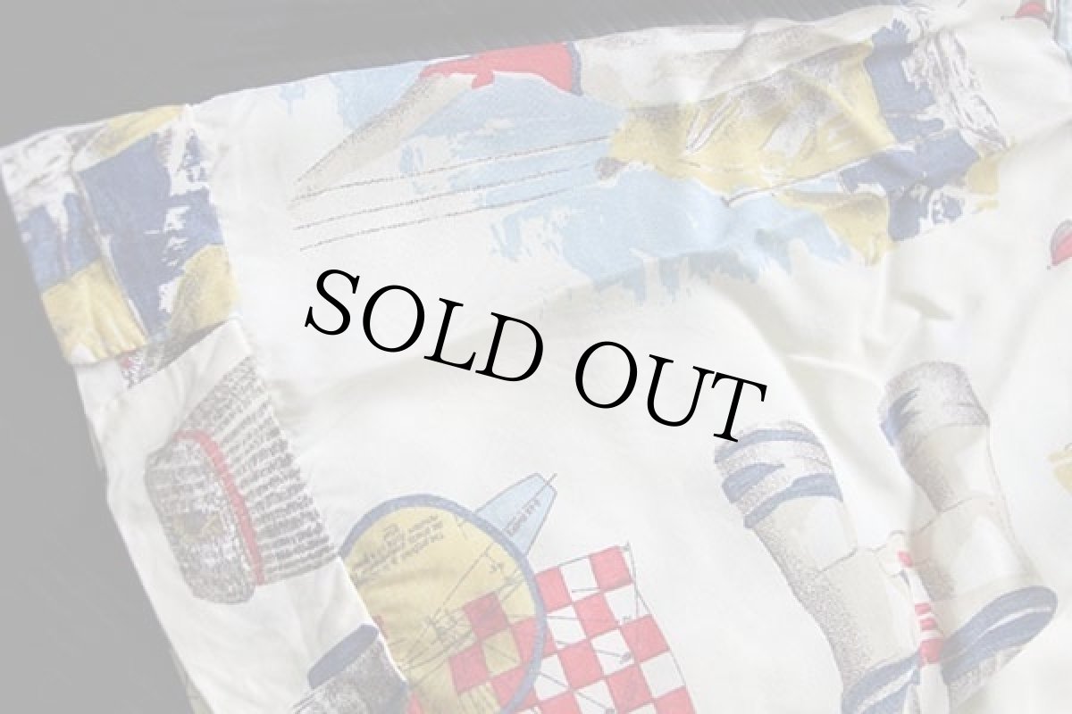 画像5: 80s イタリア製 MamaNoel マリン柄 スキッパーネック プルオーバー 半袖 レーヨン混 シャツ 48 (5)