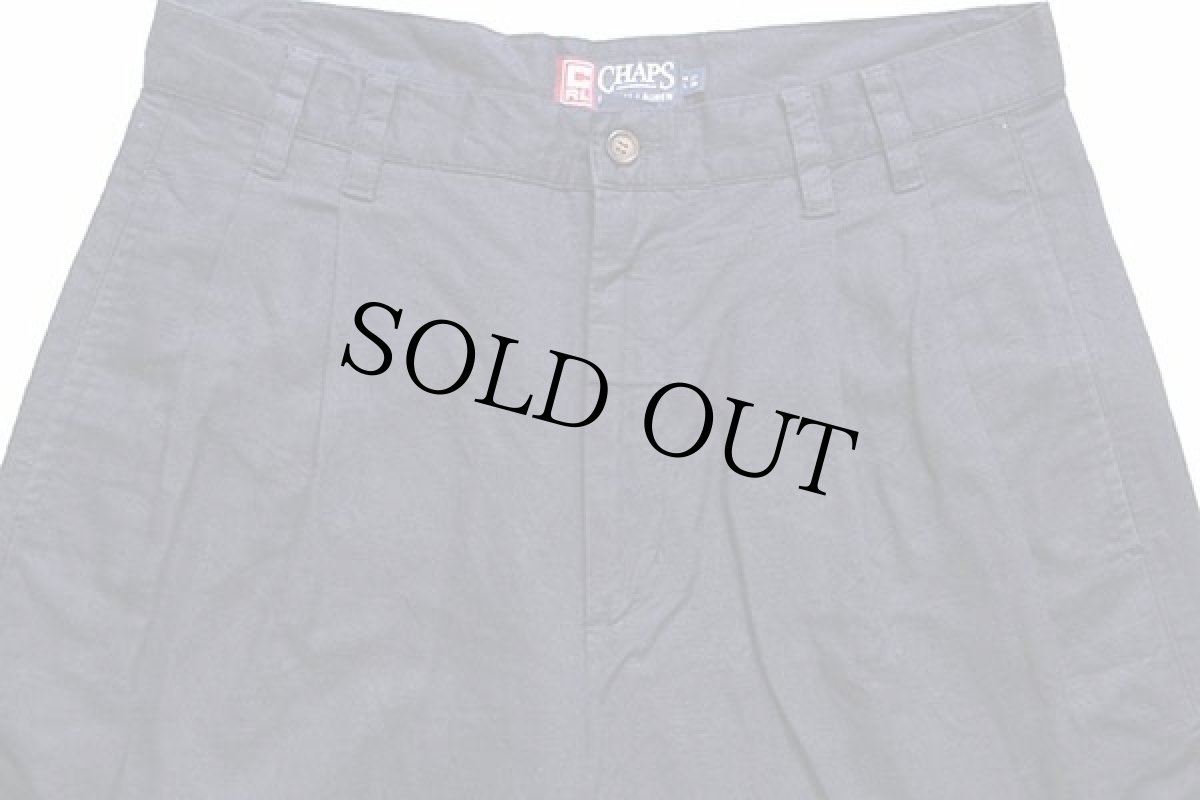 画像4: 00s CHAPS ラルフローレン ツータック スラックス リネン×コットンパンツ 紺 w31 L30 (4)