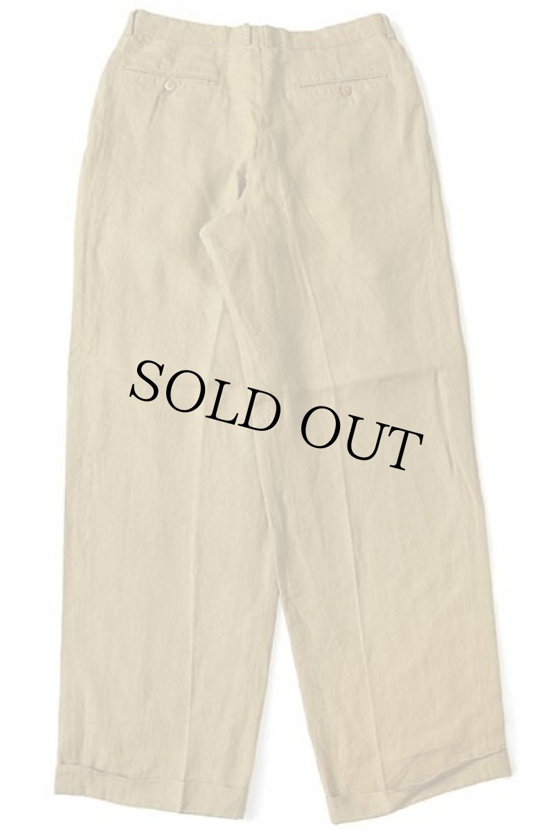 画像3: 90s HUGO BOSS ツータック スラックス リネンパンツ うぐいす 1 (3)