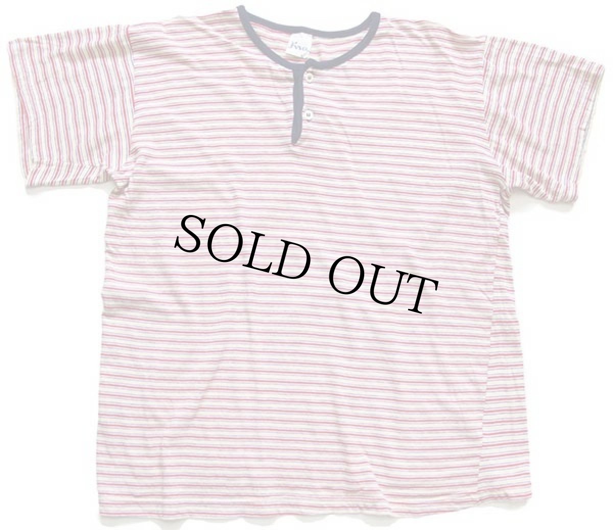 画像2: Kra ランダムボーダー ヘンリーネック コットンTシャツ L (2)