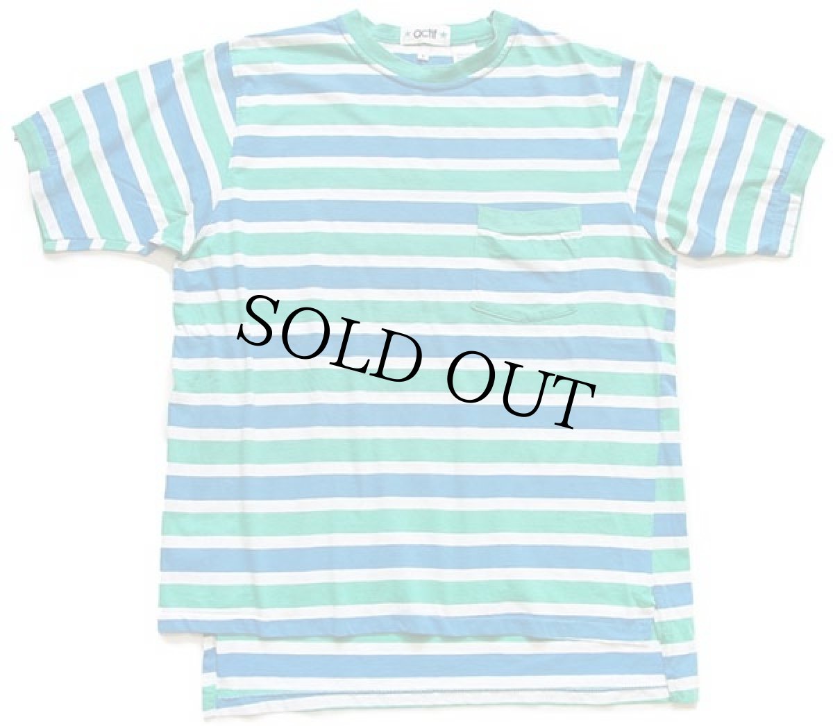 画像2: 90s USA製 actif マルチボーダー コットン ポケットTシャツ L (2)