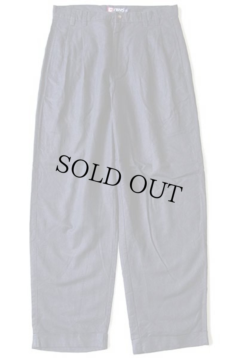 画像2: 00s CHAPS ラルフローレン ツータック スラックス リネン×コットンパンツ 紺 w31 L30 (2)