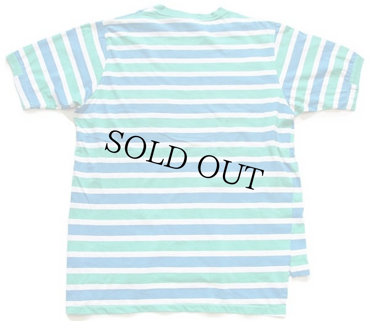 画像3: 90s USA製 actif マルチボーダー コットン ポケットTシャツ L (3)