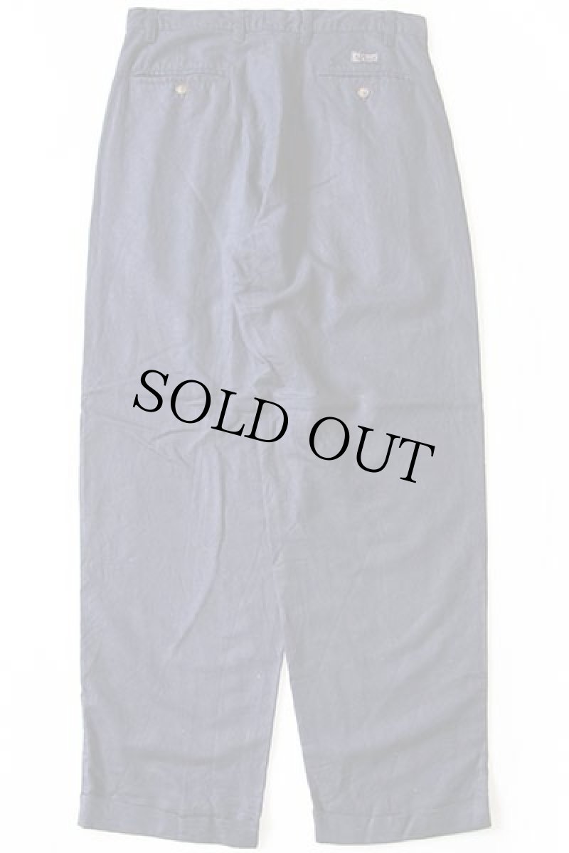 画像3: 00s CHAPS ラルフローレン ツータック スラックス リネン×コットンパンツ 紺 w31 L30 (3)