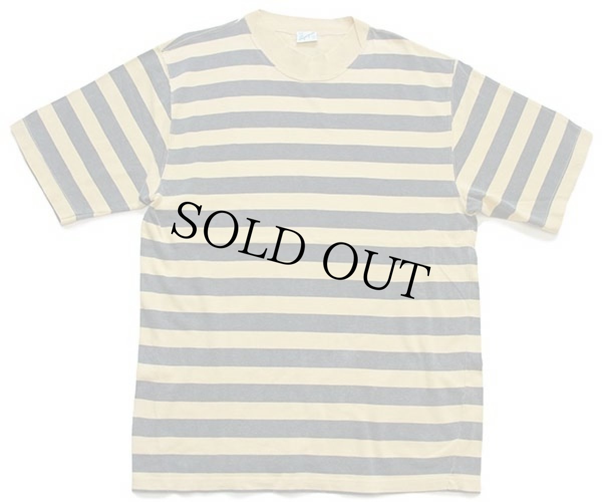 画像2: 90s イタリア製 Superpull 太ボーダー コットンTシャツ 黄×薄黒 M (2)