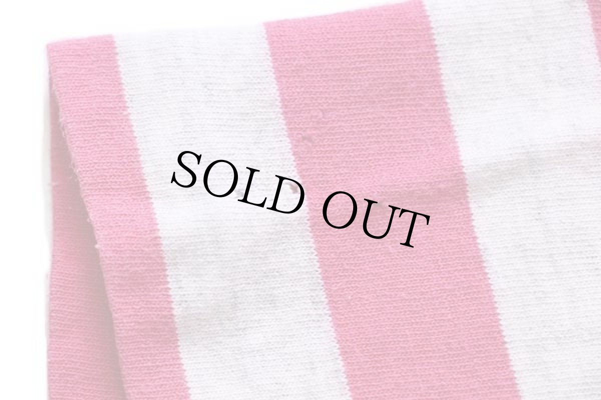 画像7: 90s イタリア製 Championチャンピオン スクリプト ロゴ刺繍 ボーダー コットンTシャツ ピンク×杢ライトグレー M (7)