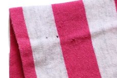 画像7: 90s イタリア製 Championチャンピオン スクリプト ロゴ刺繍 ボーダー コットンTシャツ ピンク×杢ライトグレー M (7)
