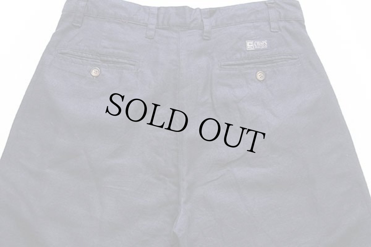 画像5: 00s CHAPS ラルフローレン ツータック スラックス リネン×コットンパンツ 紺 w31 L30 (5)