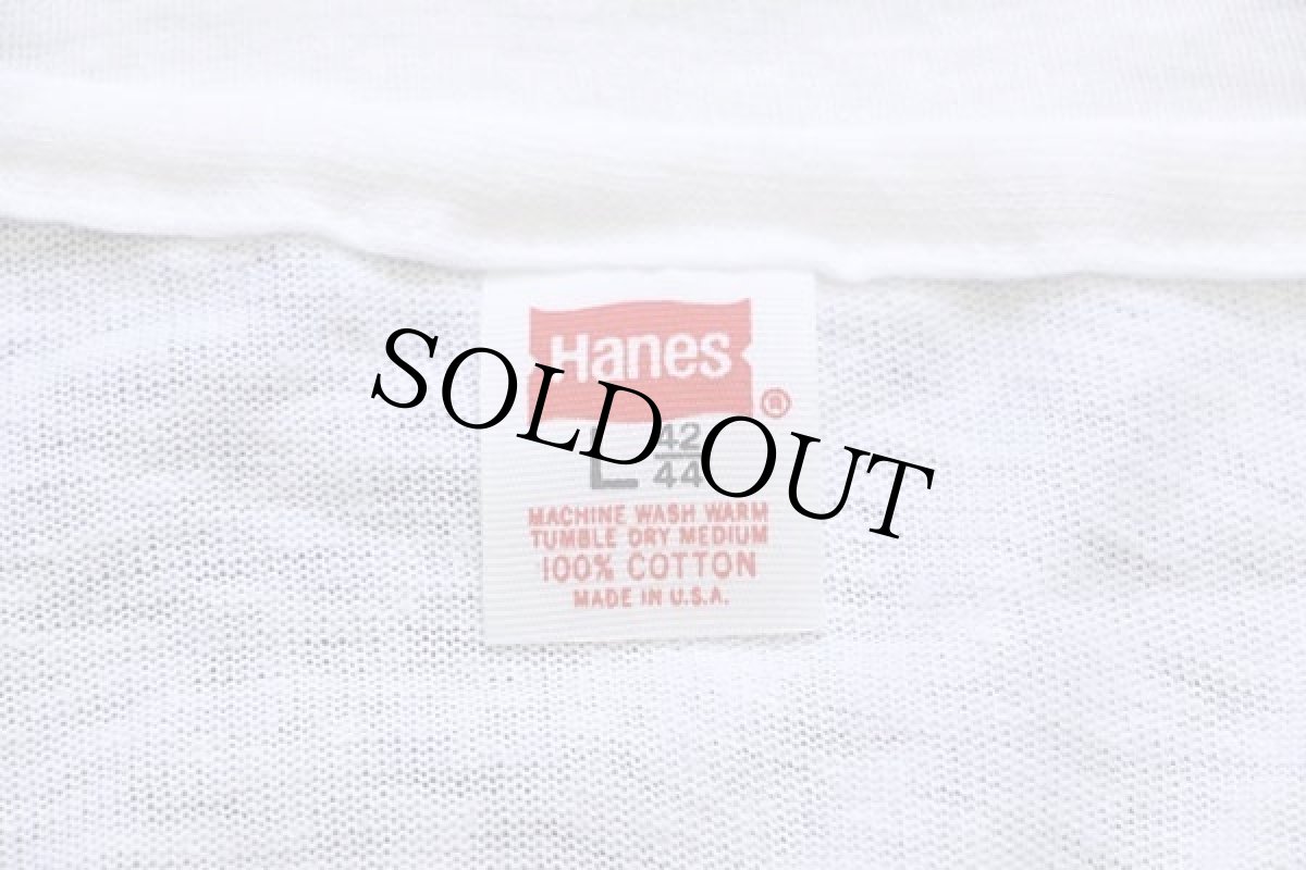 画像5: デッドストック★80s USA製 Hanes 無地 Vネック コットンTシャツ 白 L (5)