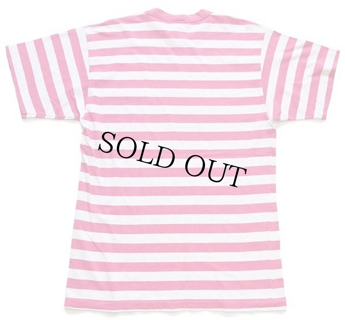 画像3: 90s イタリア製 Championチャンピオン スクリプト ロゴ刺繍 ボーダー コットンTシャツ ピンク×杢ライトグレー M (3)