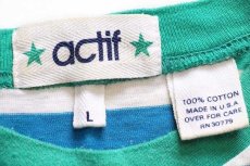 画像4: 90s USA製 actif マルチボーダー コットン ポケットTシャツ L (4)