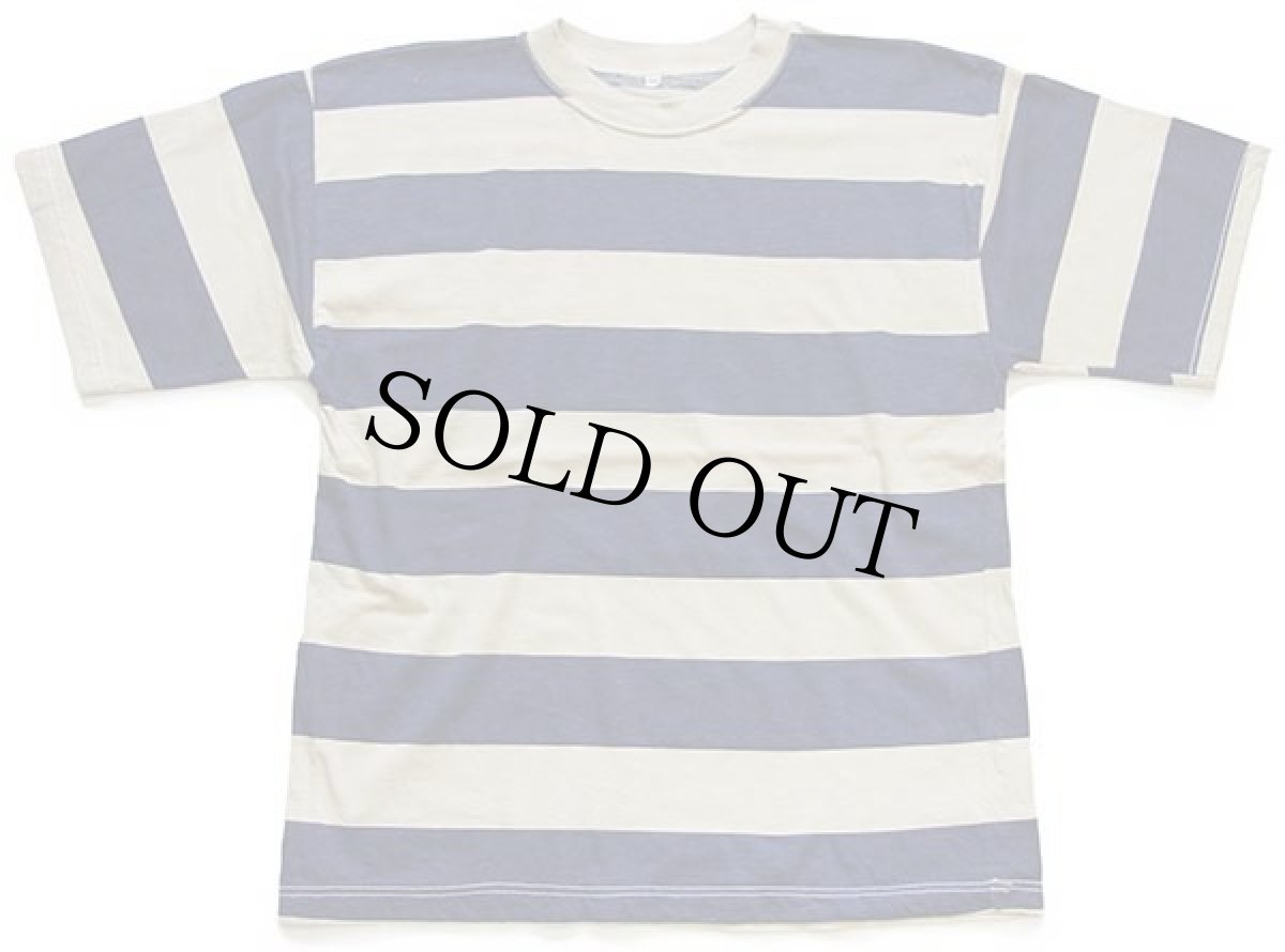 画像2: デッドストック★90s イタリア製 UNKNOWN 太ボーダー コットンTシャツ ベージュ×紺 M (2)