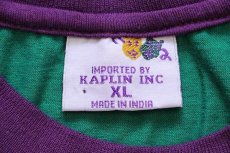 画像4: 90s IMPORTED BY KAPLIN INC マルチ太ボーダー Tシャツ 紫×黄×緑 XL (4)