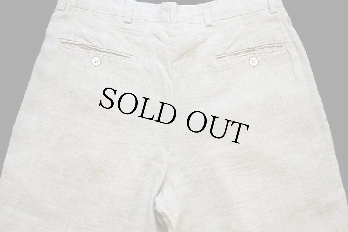 画像5: 90s イタリア製 UNKNOWN スリータック スラックス リネンパンツ ベージュ 46 (5)