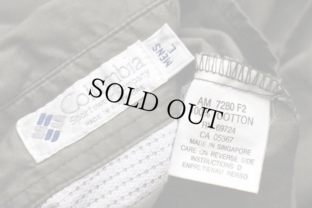 画像4: 90s Columbiaコロンビア ガンパッチ付き 半袖 コットンシャツ オリーブドラブ L (4)