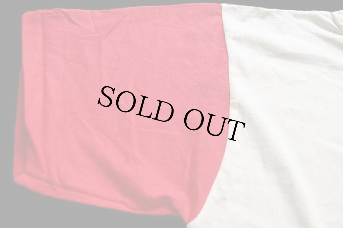 画像5: デッドストック★90s USA製 Hanes ツートン 切り替え レイヤードネック コットンTシャツ 生成り×赤 M (5)
